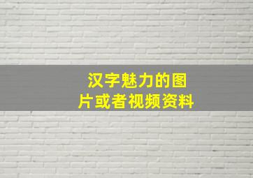 汉字魅力的图片或者视频资料