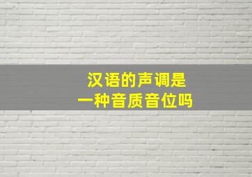 汉语的声调是一种音质音位吗