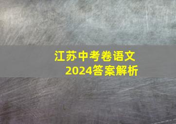 江苏中考卷语文2024答案解析