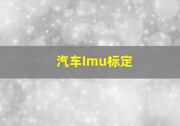 汽车Imu标定