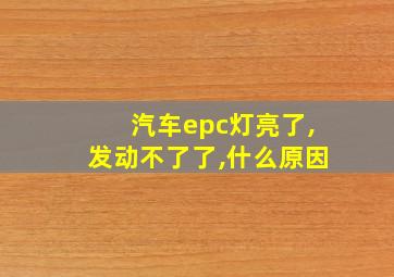 汽车epc灯亮了,发动不了了,什么原因