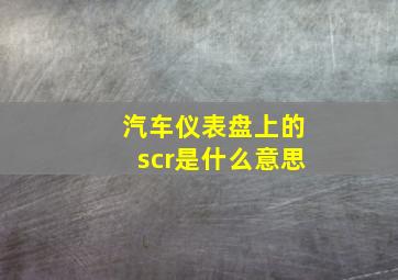 汽车仪表盘上的scr是什么意思