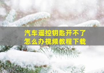 汽车遥控钥匙开不了怎么办视频教程下载