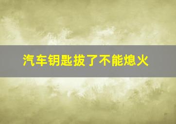 汽车钥匙拔了不能熄火