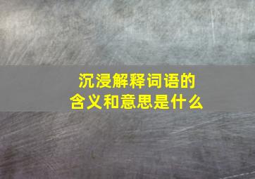 沉浸解释词语的含义和意思是什么