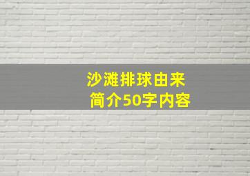 沙滩排球由来简介50字内容