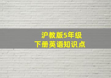 沪教版5年级下册英语知识点