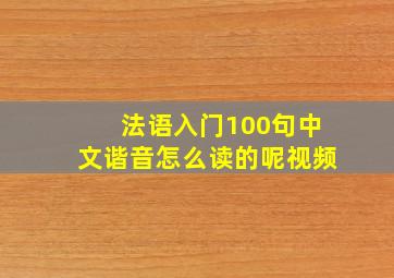 法语入门100句中文谐音怎么读的呢视频