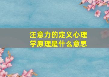 注意力的定义心理学原理是什么意思