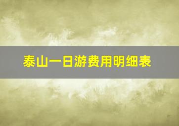 泰山一日游费用明细表