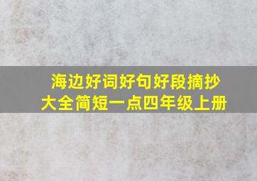 海边好词好句好段摘抄大全简短一点四年级上册