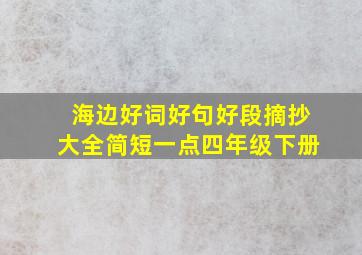 海边好词好句好段摘抄大全简短一点四年级下册