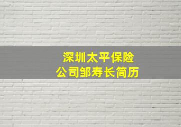 深圳太平保险公司邹寿长简历