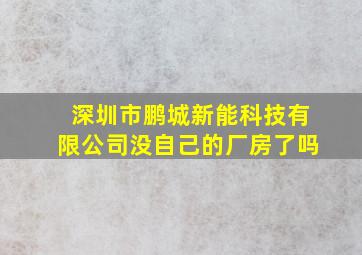 深圳市鹏城新能科技有限公司没自己的厂房了吗