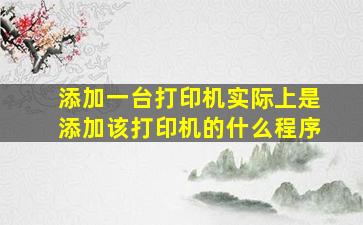 添加一台打印机实际上是添加该打印机的什么程序