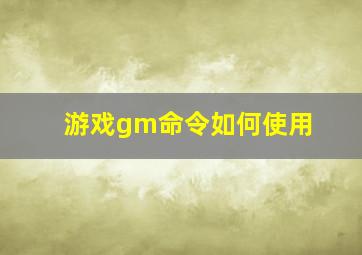 游戏gm命令如何使用