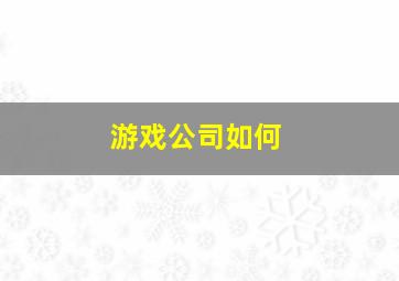 游戏公司如何