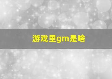 游戏里gm是啥