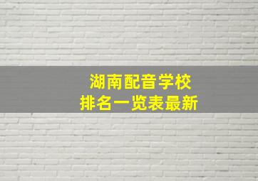 湖南配音学校排名一览表最新