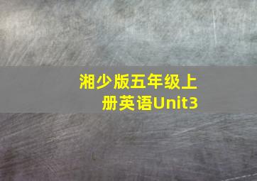 湘少版五年级上册英语Unit3