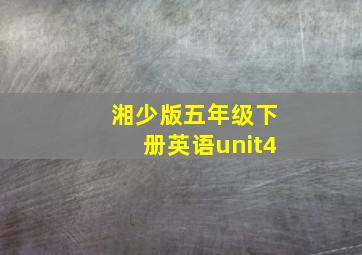 湘少版五年级下册英语unit4