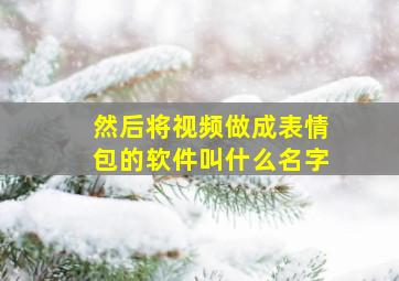 然后将视频做成表情包的软件叫什么名字