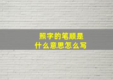 照字的笔顺是什么意思怎么写