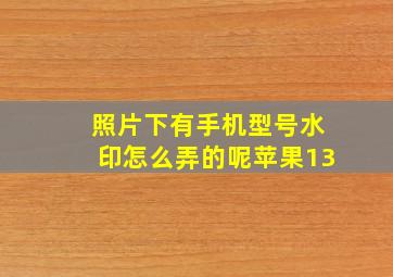 照片下有手机型号水印怎么弄的呢苹果13