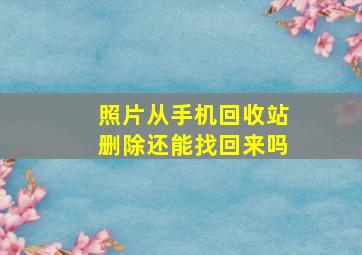 照片从手机回收站删除还能找回来吗