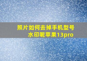 照片如何去掉手机型号水印呢苹果13pro