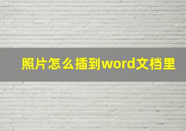 照片怎么插到word文档里