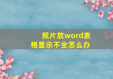 照片放word表格显示不全怎么办