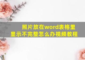 照片放在word表格里显示不完整怎么办视频教程