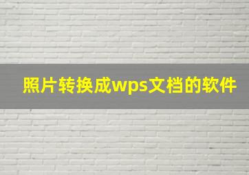 照片转换成wps文档的软件