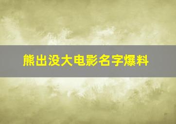 熊出没大电影名字爆料