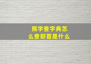 熊字查字典怎么查部首是什么