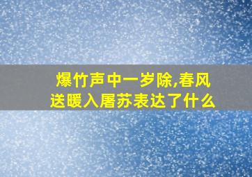 爆竹声中一岁除,春风送暖入屠苏表达了什么