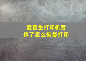 爱普生打印机暂停了怎么恢复打印