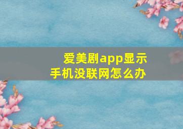 爱美剧app显示手机没联网怎么办