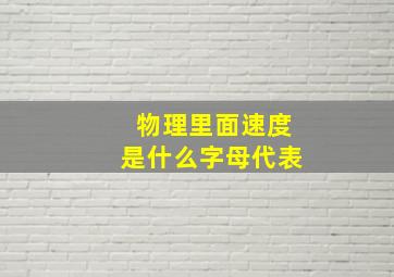 物理里面速度是什么字母代表