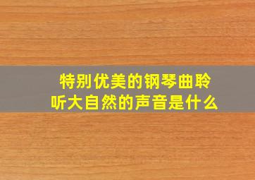 特别优美的钢琴曲聆听大自然的声音是什么