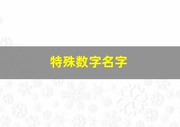 特殊数字名字