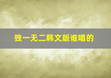 独一无二韩文版谁唱的