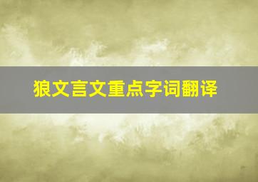 狼文言文重点字词翻译