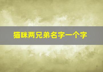 猫咪两兄弟名字一个字