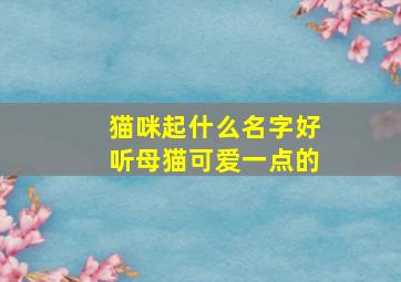 猫咪起什么名字好听母猫可爱一点的