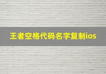 王者空格代码名字复制ios