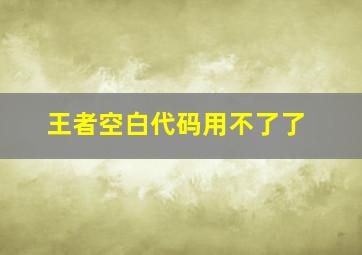 王者空白代码用不了了