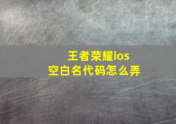 王者荣耀ios空白名代码怎么弄