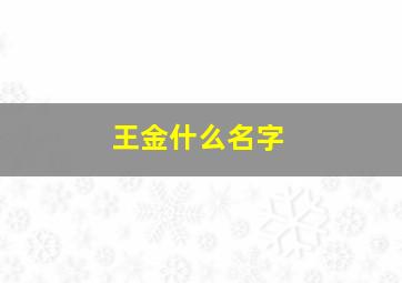 王金什么名字